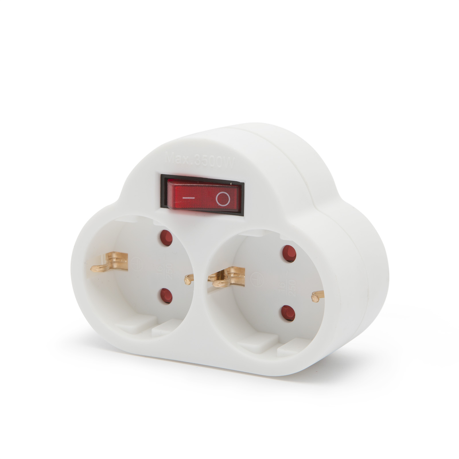 Afbeelding van 2-Voudige Wandstekkerdoos Met Schakelaar En Randaarde – Wandverdeler Met 2 Stopcontacten – Geaard,