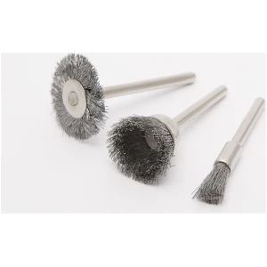 Afbeelding van Stalen Borstel Set - 3 Delige Staaldraadborstels Met Opspanstift Ø3,1mm - Max 28.000 RPM - Geschikt Voor