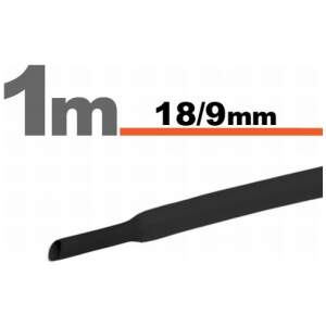 Afbeelding van 5× 1 Meter Krimpkous Zwart 18 / 9 mm – 5 Stukken Van 1 Meter – Warmtekrimpbuis Voor Isolatie En