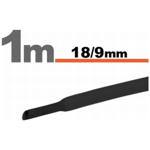 Afbeelding van 5× 1 Meter Krimpkous Zwart 18 / 9 mm – 5 Stukken Van 1 Meter – Warmtekrimpbuis Voor Isolatie En