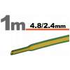 Afbeelding van 5× 1 Meter Krimpkous Groen/Geel 4,8 / 2,4 mm – 5 Stukken Van 1 Meter – Warmtekrimpbuis Voor Isolatie En