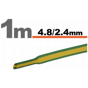 Afbeelding van 5× 1 Meter Krimpkous Groen/Geel 4,8 / 2,4 mm – 5 Stukken Van 1 Meter – Warmtekrimpbuis Voor Isolatie En