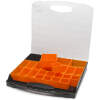 Afbeelding van Opbergdoos Met Uitneembare Vakken – Kunststof Organizer Met Transparante Deksel – 24 Verplaatsbare Oranje