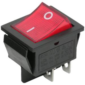 Afbeelding van 5x Rocker Schakelaar Zwart Met Rode LED – Verlichte Tuimelschakelaar DPST 250V 16A – Inbouw ON/OFF