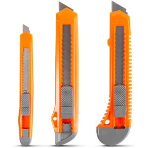 Afbeelding van Universele Breekmessenset – 3-delige Set Met Afbreekmes – 1× 9 mm & 2× 18 mm – Uitschuifbaar Mes