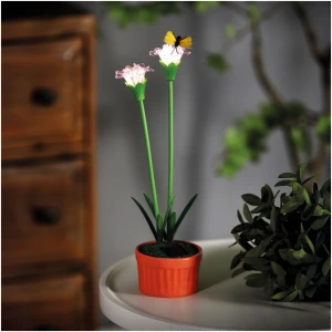 Afbeelding van Solar Gekleurde Tuinbloem – Paars – 10 Warm Witte LED’s – 32 Cm – Steeklamp Op Zonne-Energie –