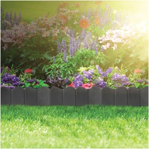 Afbeelding van 4x Bloembedrand / Gazonrand / Tuinafzetting – Kunststof Tuinrand met Steenlook – 25 x 22,5 cm – Grijs