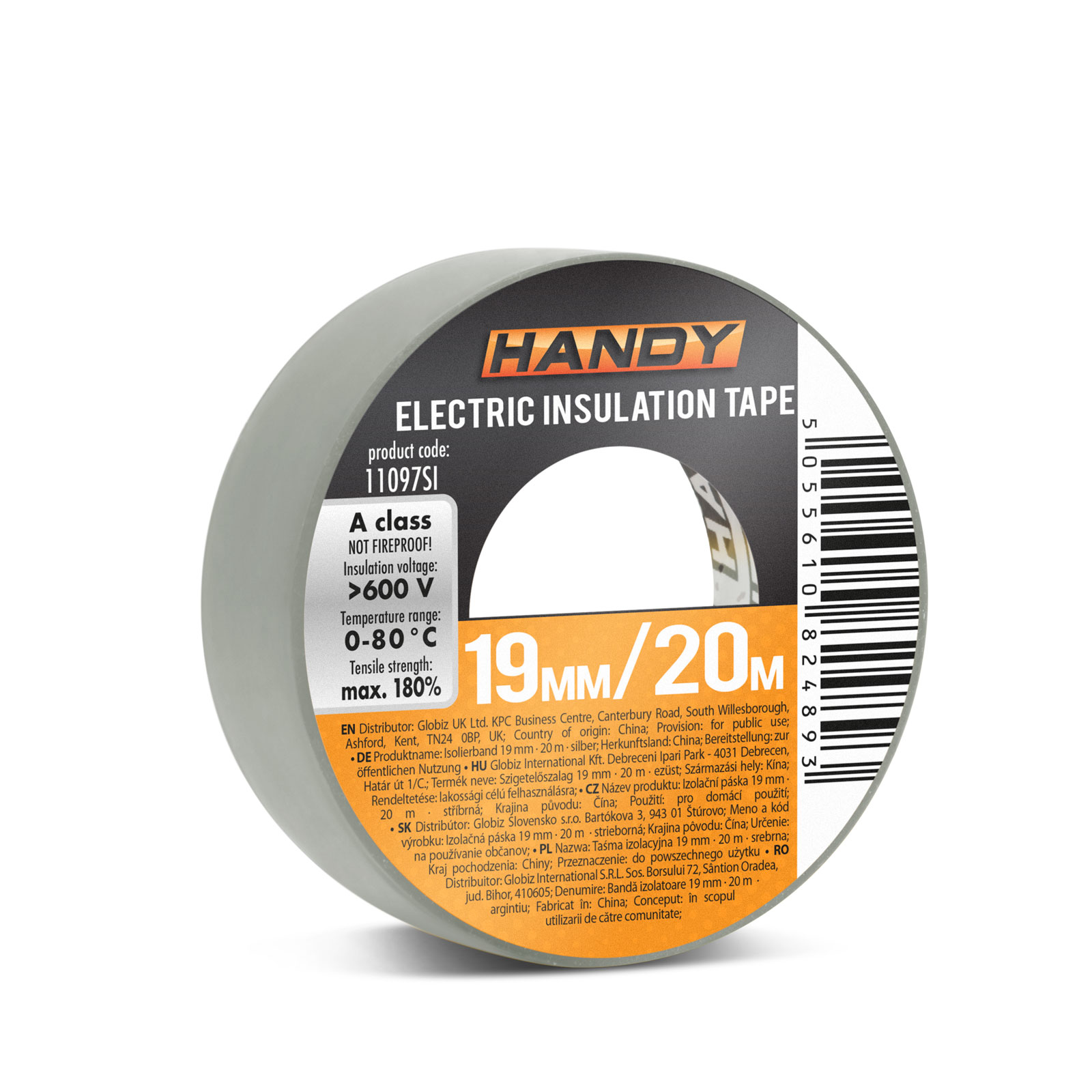 Afbeelding van 10× Isolatietape Zilver 20 m × 19 mm – Set Van 10 Rollen – PVC Elektrische Tape Voor Kabelisolatie En