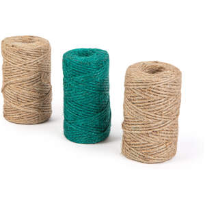 Afbeelding van Natuurlijk Hennep Touw Set – Bindtouw / Tuin Touw – 3 x 35 m – Ø 1 mm – Naturel en Groen – Sterk