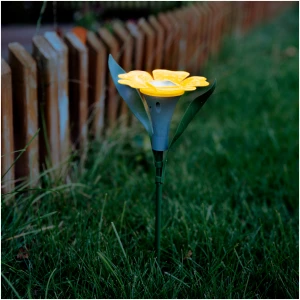 Afbeelding van 1x Solar Bloem Tuinlamp – 30 X 10 Cm – Witte LED – Met Grondspies – Op Zonne-Energie – Automatisch