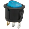 Afbeelding van 5x Verlichte Ronde Wipschakelaar SPST ON-OFF - Rocker Switch 250VAC 6A (10A) - Blauwe LED Indicatie Met I-O