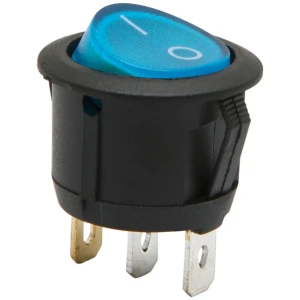 Afbeelding van 5x Verlichte Ronde Wipschakelaar SPST ON-OFF - Rocker Switch 250VAC 6A (10A) - Blauwe LED Indicatie Met I-O