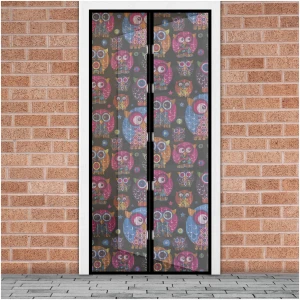 Afbeelding van Magnetisch Vliegengordijn / Hordeur Tegen Insecten – Hor met Magneten – Uil Patroon – 100 x 210 cm –