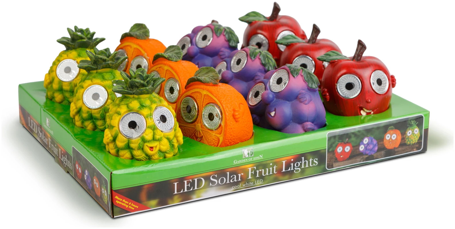 Afbeelding van 1x Zonne-Energie Solar Tuindecoratie Fruit – 2x Koel Wit LED – Decoratieve Solar Lamp voor Tuin en Terras