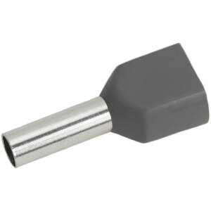 Afbeelding van 100x Geïsoleerde Dubbele Adereindhuls 2×4,0 Mm² Grijs – Cord End Terminal Voor Dubbele Bedrading –