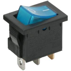 Afbeelding van 5x Verlichte Tuimelschakelaar Zwart Met Blauwe LED – Inbouw Rocker Switch OFF/ON 250V 6A – Enkelpolige