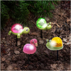 Afbeelding van Solar Tuinlamp Dierfiguur Met Grondpin – Schildpad, Flamingo Of Slak – LED Tuinverlichting Op