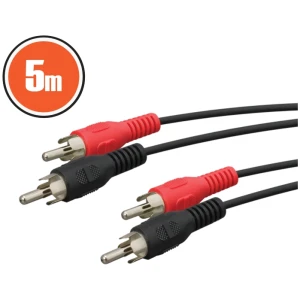 Afbeelding van RCA Audio/Video Kabel 5 Meter – 2x RCA Male naar 2x RCA Male – Rood/Zwart – Geschikt voor TV,