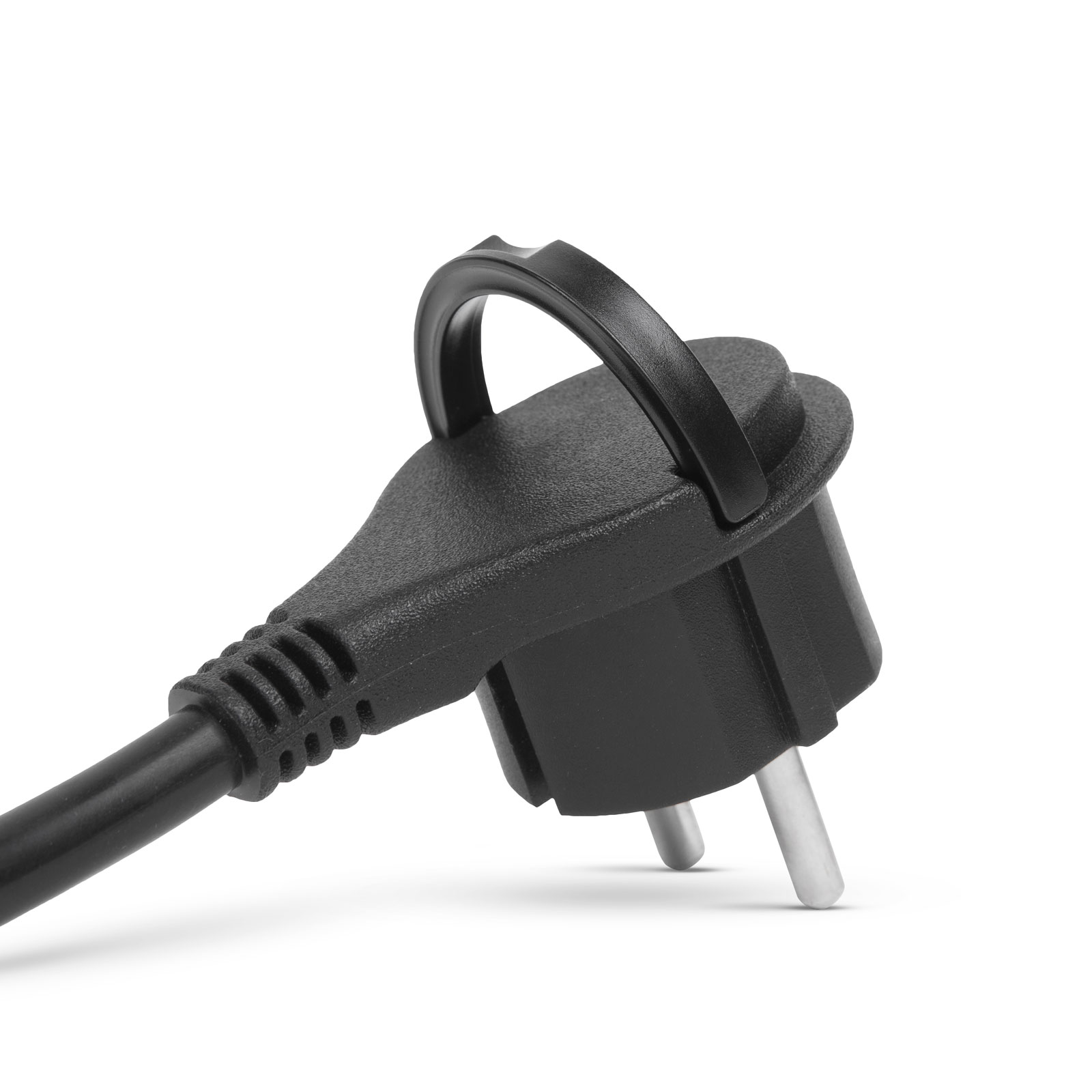 Afbeelding van Haakse Stekker Met 1,5 Meter Kabel Zwart – Montagebare Netstekker Met Treklip – Losse Stekker Met Aarde