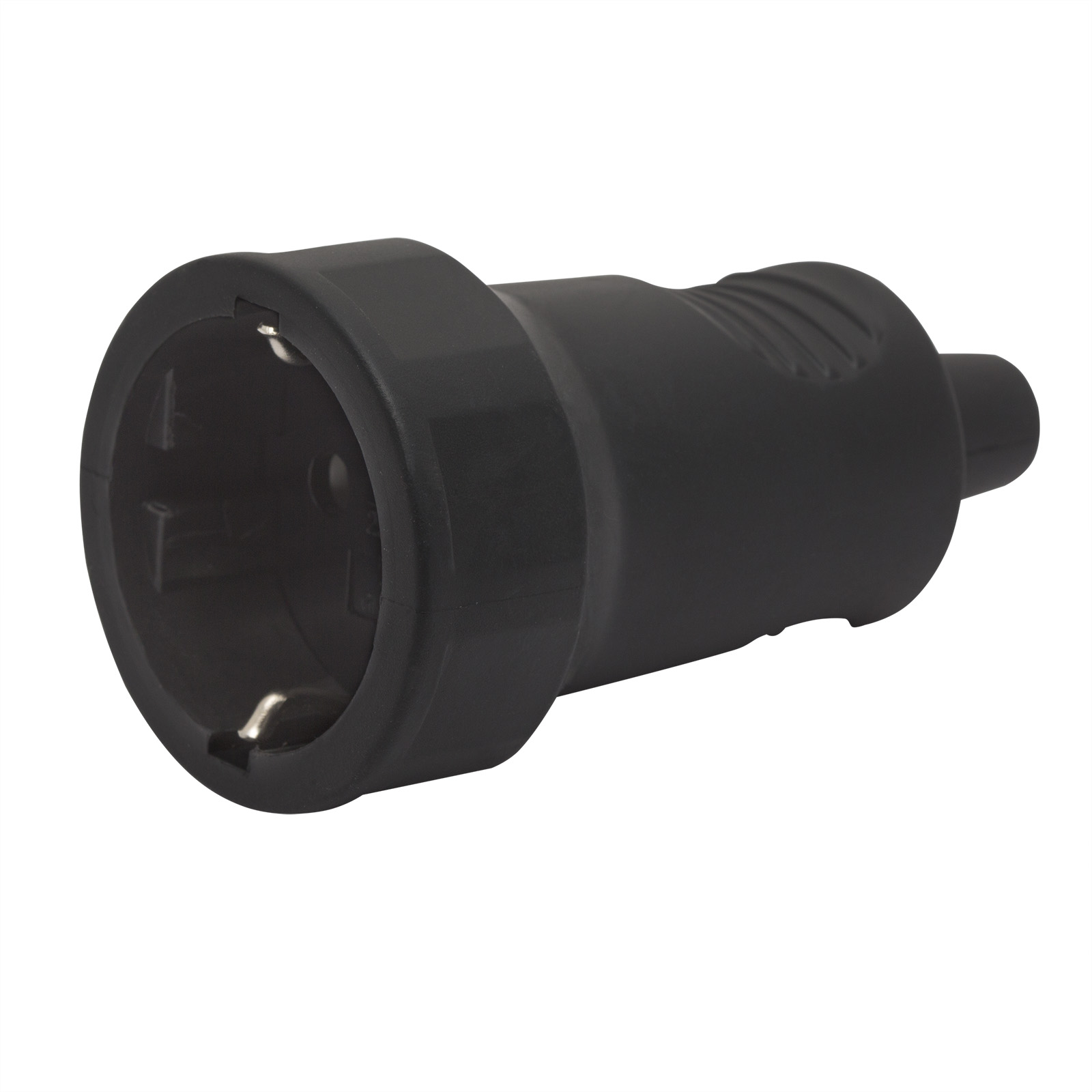 Afbeelding van Inline Schuko Contra Stekker Zwart – Losse In-Line Stopcontact – AC Socket 230V 16A – Montagebare