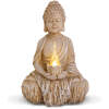 Afbeelding van 1x Solar Boeddha Tuinbeeld met LED op Zonne-Energie – Boeddha Beeld met Kaarsbloem – 1 LED Warm of Koel
