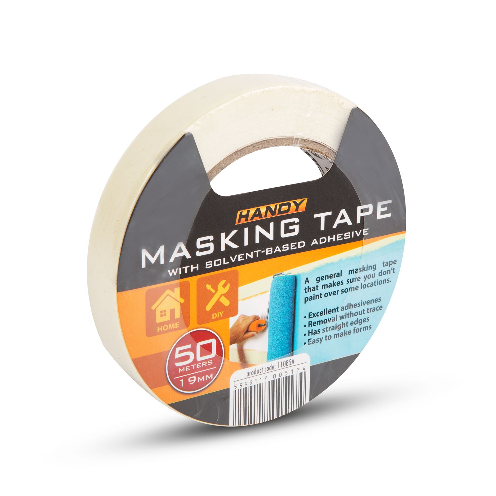 Afbeelding van Afplaktape Wit 19 mm × 50 m – Schilderstape Met Oplosmiddelhoudende Lijm – Strakke Randen –