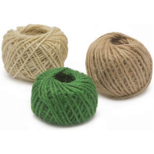 Afbeelding van Natuurlijk Jute Touw Set – Bindtouw / Tuin Touw – 3 x 25 m – Ø 1 mm – Naturel, Groen en Wit –