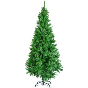 Afbeelding van Kunstkerstboom 210 Cm Tweekleurig Groen – Natuurlijke Look Kunst Kerstboom Van PVC Met Metalen Voet –