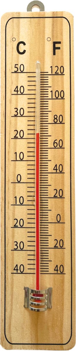 Afbeelding van Buitenthermometer Luxe Hout - 23 x 5 CM - Binnenthermometer - Metalen Binnen Buiten Thermometer - Thermometer
