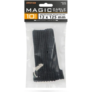 Afbeelding van 10x Klittenband Kabelbinders Zwart – Velcro Kabelbanden Van Textiel – Herbruikbare Kabelorganizer Voor