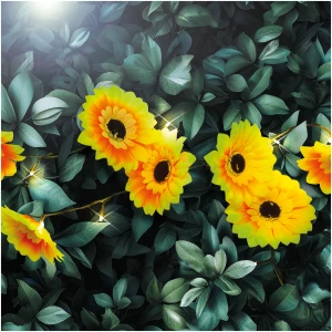 Afbeelding van Solar Bloemen Lichtsnoer – 20 Warm Witte LED’s – 2 M – Op Zonne-Energie – Automatisch Aan Bij