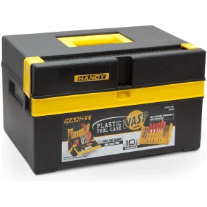 Afbeelding van Kunststof Gereedschapskoffer Leeg Met Lade – Compacte Toolbox Met Uitneembare Bakjes En Ingebouwde Liniaal