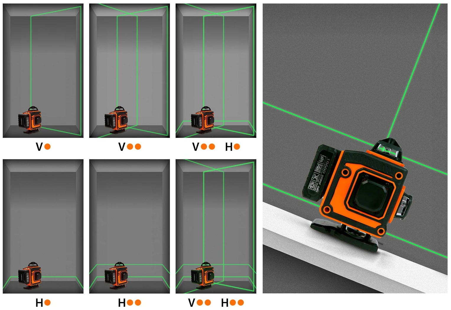 Afbeelding van Kruislijnlaser 3D Groene Laser Waterpas 360° - 16 Lijnen Laser Level Max 15m - Automatisch Zelfnivellerend
