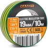 Afbeelding van 10× Isolatietape Groen/Geel 10 m × 19 mm – Set Van 10 Rollen – PVC Elektrische Tape Voor Kabelisolatie