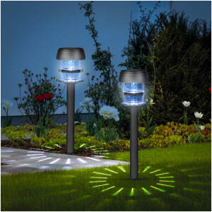 Afbeelding van 1x Solar Tuinlamp LED op Zonne-Energie – Solar Lantaarn Buiten – Wit LED Licht – Ø 7,5 x 40 cm – Met