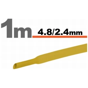 Afbeelding van 5× 1 Meter Krimpkous Geel 4,8 / 2,4 mm – 5 Stukken Van 1 Meter – Warmtekrimpbuis Voor Isolatie En