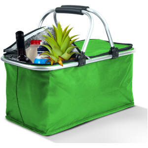 Afbeelding van Thermo Opvouwbare Picknickmand Met Koelvoering – Groen – 49 × 28 × 25 cm – 21 Liter – Geïsoleerde