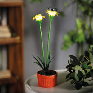 Afbeelding van Solar Gekleurde Tuinbloem – Geel – 10 Warm Witte LED’s – 32 Cm – Steeklamp Op Zonne-Energie –