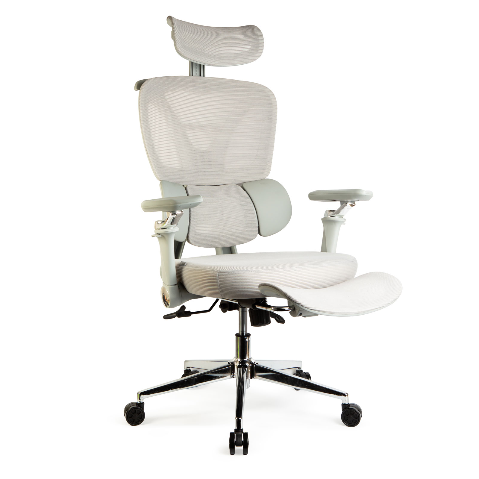 Afbeelding van Bureaustoel Met Hoofdsteun En Voetensteun – Ergonomische Draaistoel Met Verstelbare Armleuningen En Gaslift