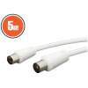 Afbeelding van 5 meter coaxiale kabel wit - COAX plug naar COAX socket - geïsoleerde kabel voor televisie, multimedia en