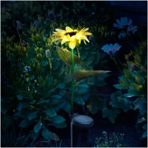 Afbeelding van 1x Solar Zonnebloem Tuinlamp – 75 Cm – 8 Warm Witte LED’s – Met Grondspies – Op Zonne-Energie –