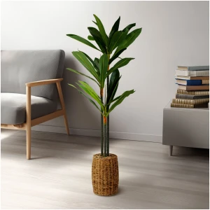 Afbeelding van Grote Kunstplant voor Binnen - Woon & Kamer Decoratie - Dracaena Fragrans - 1,1-1,2 m 1 Stuk - Nepplant