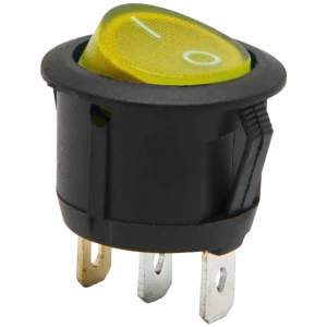 Afbeelding van 5x Verlichte Ronde Wipschakelaar SPST ON-OFF - Rocker Switch 250VAC 6A (10A) - Gele LED Indicatie Met I-O