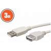 Afbeelding van 3 meter witte USB verlengkabel - USB-A mannelijke stekker naar USB-A vrouwelijke aansluiting - praktische