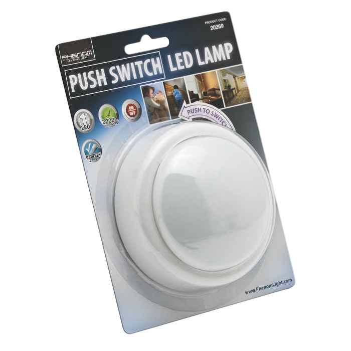 Afbeelding van Draagbare LED nachtlamp met drukknop - kinderlamp op batterijen (2x AA) - eenvoudig in gebruik - ideaal voor