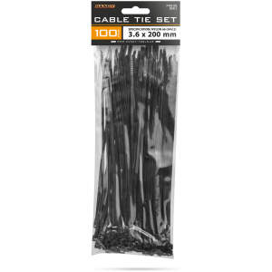 Afbeelding van 100x Kabelbinders Zwart 200 X 3,6 Mm – Nylon 66 Zelfsluitende Cable Ties – Smalle Tie Wraps Voor