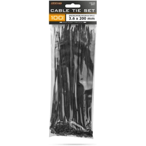Afbeelding van 100x Kabelbinders Zwart 200 X 3,6 Mm – Nylon 66 Zelfsluitende Cable Ties – Smalle Tie Wraps Voor