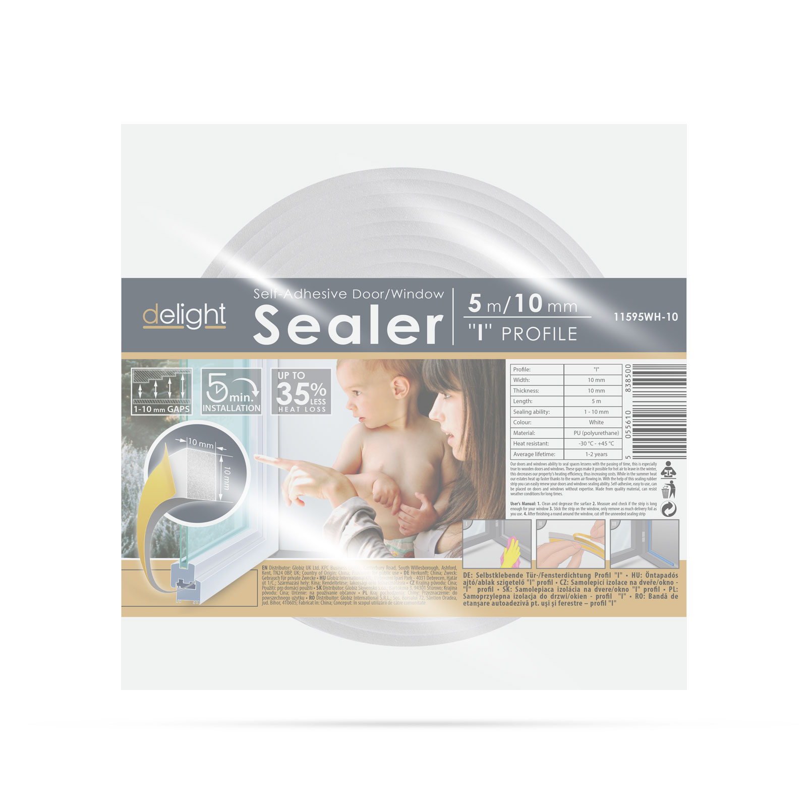 Afbeelding van Zelfklevende Deur- En Raamafdichting Tochtstrip Op Rol – Isolatie Schuimband Recht Profiel – Wit – 5