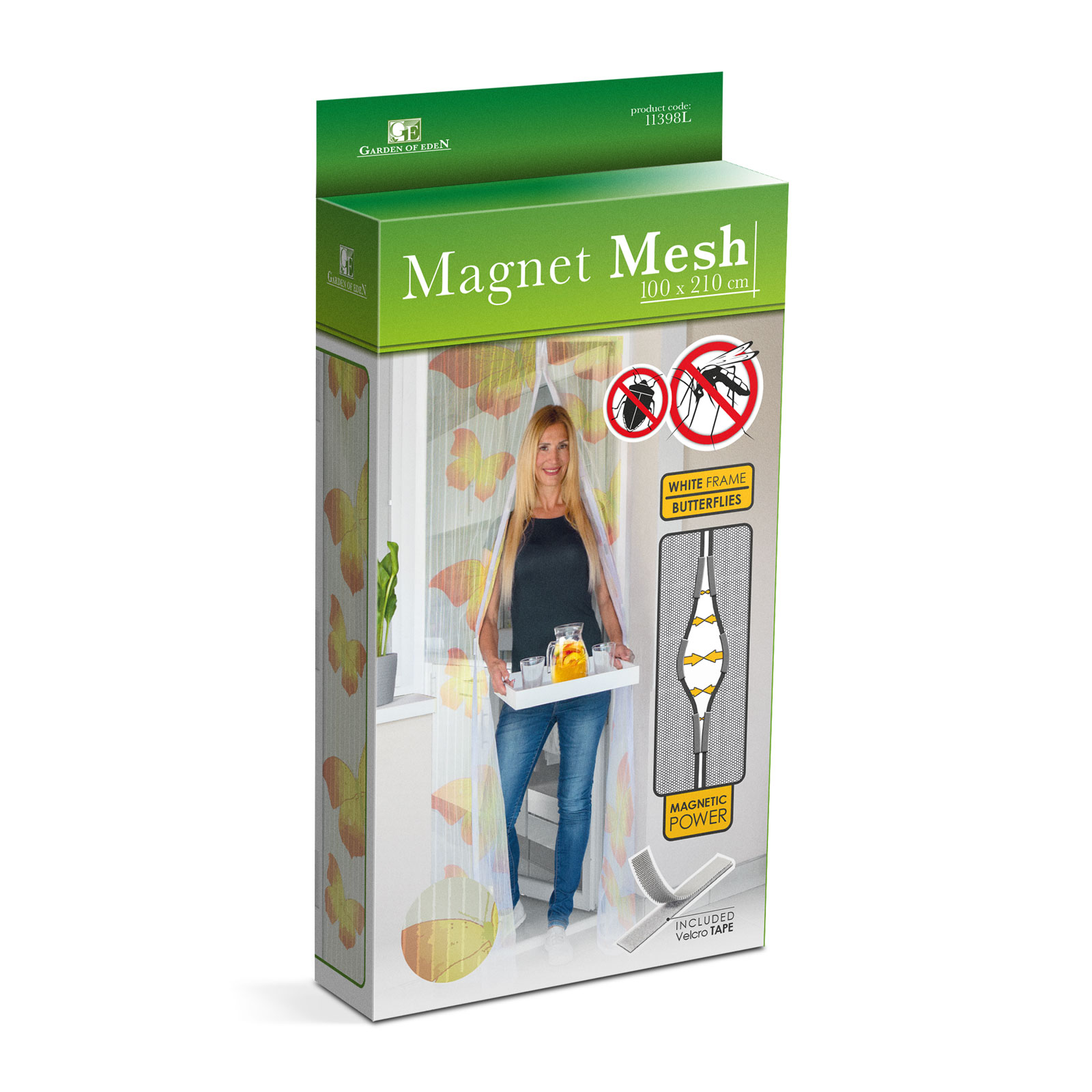 Afbeelding van Magnetisch Deurgordijn Tegen Insecten – Vliegengordijn / Hordeur - Hor met Magneten – Gele Vlinder –