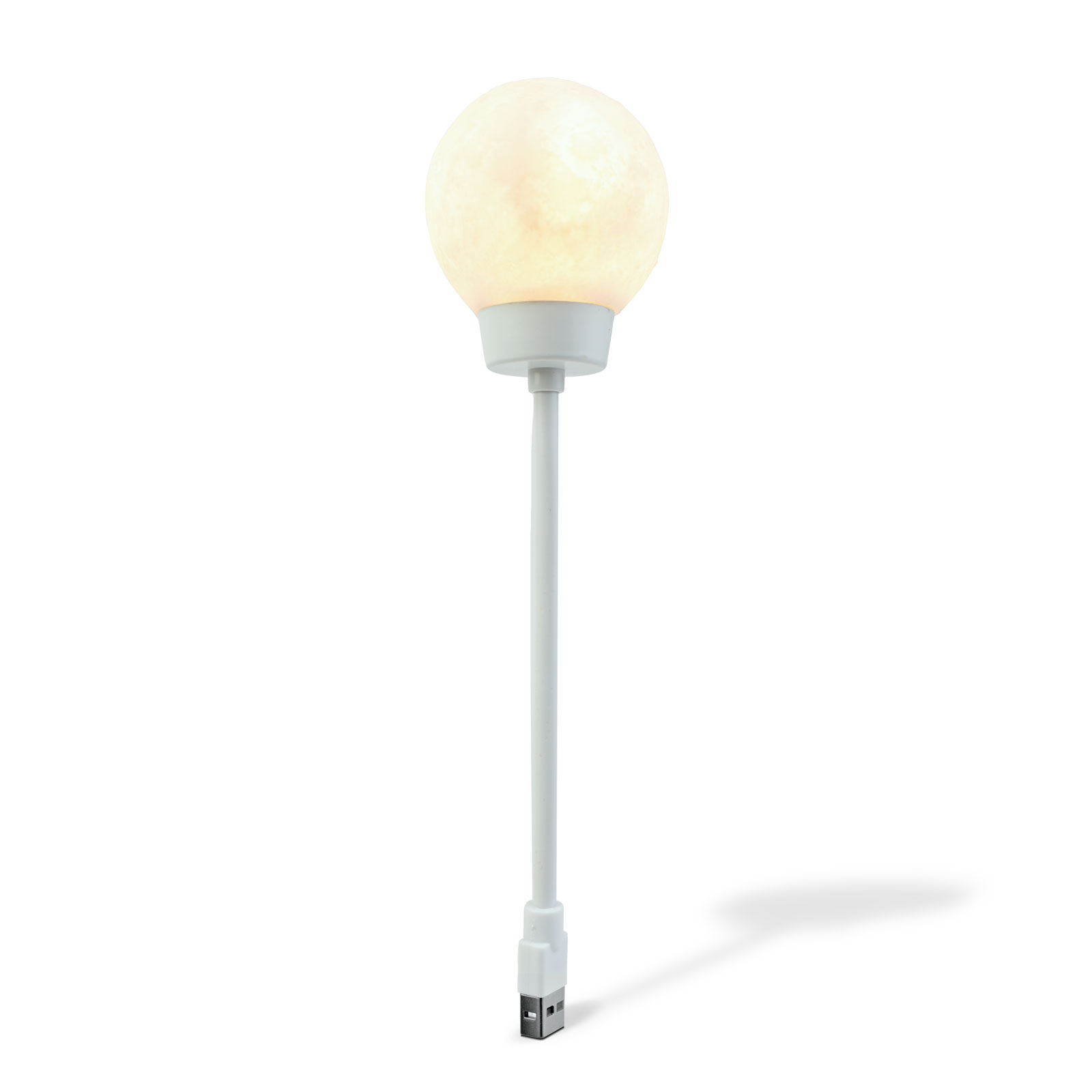 Afbeelding van Nacht Sfeerlamp - Maanlantaarn - Warm Wit LED - USB Voeding - 3D Geprinte Maanstructuur - Ø65 mm - Voor